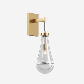 Wall Sconces Set of Two, Brass Modern Raindrop Glass Sconces Wall Lighting, Gold Wall Light Fixtures Indoor Wall Light (Main Material: Iron, Main Color: Gold)