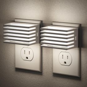 2 Pack LED Plug In Night Lights With Dusk To Dawn Sensor (Color: White)