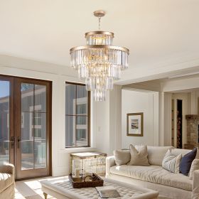 Golden Luxury Crystal Chandelier Modern Pendant Light (Color: Gold, Material: Iron)