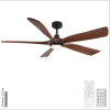 60 in. Vintage Mahogany Solid Wood Ceiling Fan with Light and Remote Control, Noiseless, Dimmable, 3CCT, 6 Speeds Reversible
