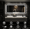 Rectangular Break Resistant LED Bathroom Mirror With RGB Lighting Touch Control Anti Fog And Dimmable