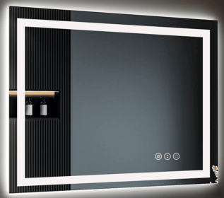 Rectangular Break Resistant LED Bathroom Mirror With RGB Lighting Touch Control Anti Fog And Dimmable (S1R5070UL20"x28": S1R6080UL24"x28")