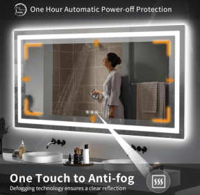 Rectangular Break Resistant LED Bathroom Mirror With RGB Lighting Touch Control Anti Fog And Dimmable (S1R5070UL20"x28": S1R5070UL28"x36")