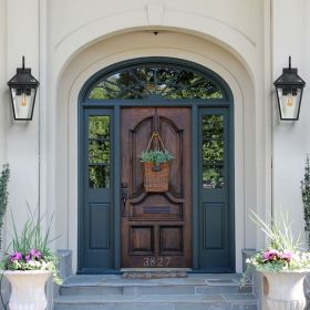 21"(H) 2-Pack Outdoor Wall Lantern Light – Modern Black Metal & Clear Glass Sconce for Porch, Patio, and Garden Lighting (Bulb Not Included) (Color: Black, Material: Aluminium)