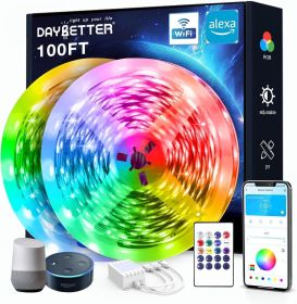 100 ft Smart WiFi Led Lights, Led Strip Lights Work with Alexa and Google Assistant (Color: Multicolor)