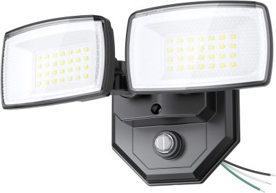 32w 3200LM Dusk to Dawn Outdoor Lighting,6500K Dual-Head Flood Light Outdoor with Photocell,IP66 Waterproof Security Lights (Color: Black)