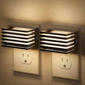 2 Pack LED Plug In Night Lights With Dusk To Dawn Sensor (Color: Black)