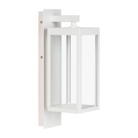 Inowel Outdoor Wall Lantern Exterior Waterproof Wall Sconce Light Fixture Integrated LED Wall Lamp with Clear Glass Shade 22527 (Color: White)