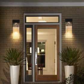 2-Pack Outdoor Wall Light Fixture, Weatherproof LED Wall Sconce with Bubble Crystal and Light Sensor - 12W Per Lamp (Color: as pic)