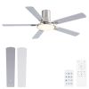 52 in. Integrated LED Farmhouse Indoor/Outdoor Nickel Smart Ceiling Fan with Remote Control