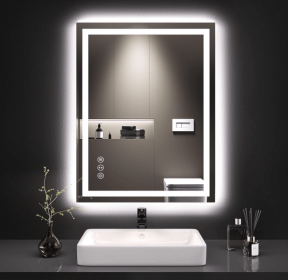 LED Bathroom Mirror With RGB Lighting Anti Fog Adjustable Brightness and Touch Control (S3R5171UL20"x28": S3R12181UL48"x32")