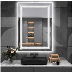 LED Bathroom Mirror With RGB Lighting Anti Fog Adjustable Brightness and Touch Control (S3R5171UL20"x28": S3R7191UL28"x36")