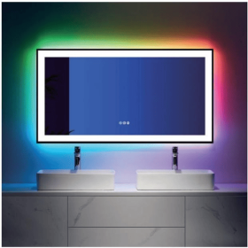 LED Bathroom Mirror With RGB Lighting Anti Fog Adjustable Brightness and Touch Control (S3R5171UL20"x28": S3R6181UL24"x32")