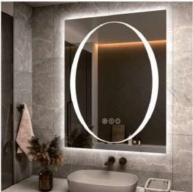 LED Bathroom Mirror With RGB Lighting Anti Fog Adjustable Brightness and Touch Control (S3R5171UL20"x28": S3R9191UL36"x36")