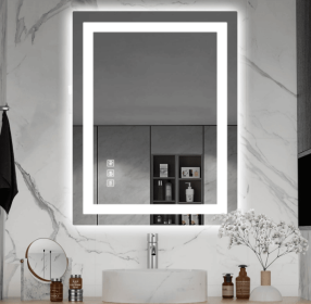 LED Bathroom Mirror With RGB Lighting Anti Fog Adjustable Brightness and Touch Control (S3R5171UL20"x28": S3R10181UL40"x32")
