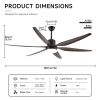 Large 74in Ceiling Fans with Lights and Remote 6 Speeds Ceiling Fan 6 Blades