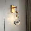 Wall Sconces Set of Two, Brass Modern Raindrop Glass Sconces Wall Lighting, Gold Wall Light Fixtures Indoor Wall Light