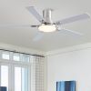 52 in. Integrated LED Farmhouse Indoor/Outdoor Nickel Smart Ceiling Fan with Remote Control