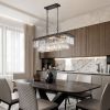 Rectangular Crystal Chandelier Adjustable,E12 Modern Industrial Crystal Lights