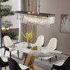 Rectangular Crystal Chandelier Adjustable,E12 Modern Industrial Crystal Lights